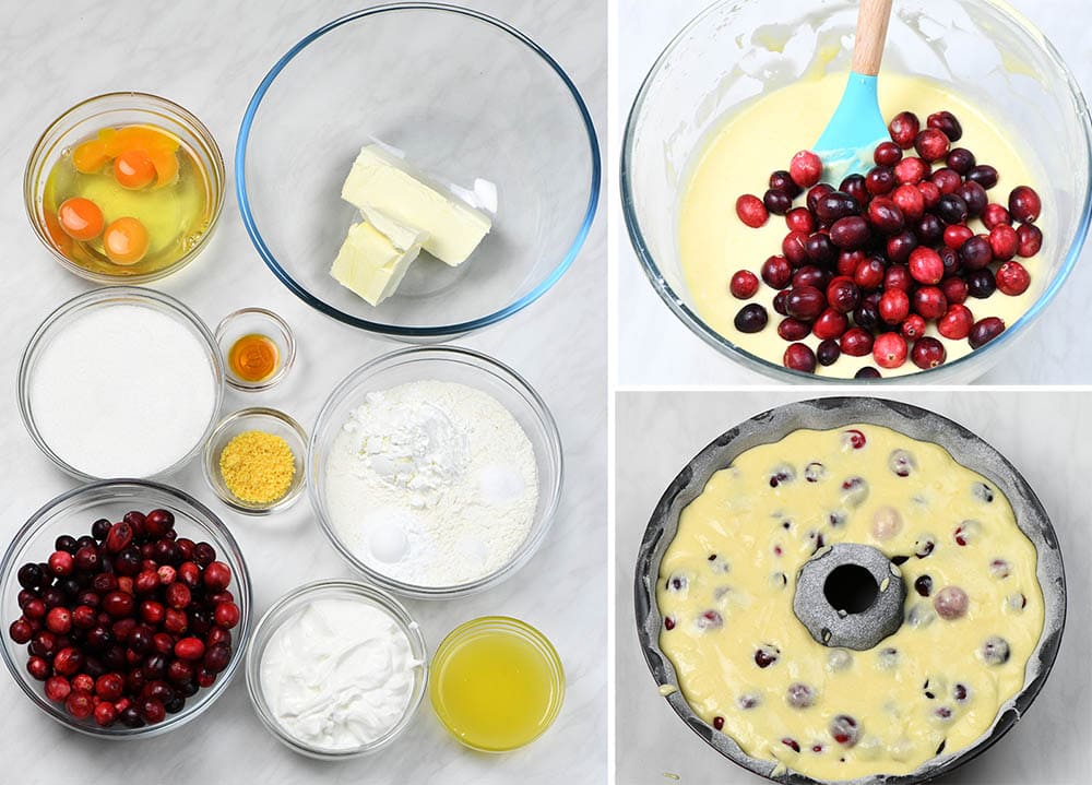 Cranberry Orange Bundt Cake - ingredients and steps