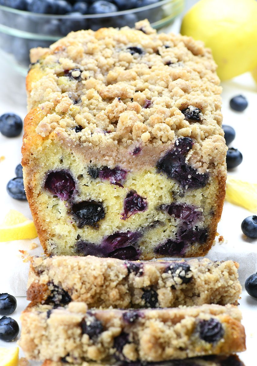 Lemon Blueberry Bread - whole loaf.