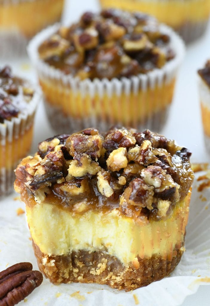 Mini Pecan Pie Cheesecakes - OMG Chocolate Desserts