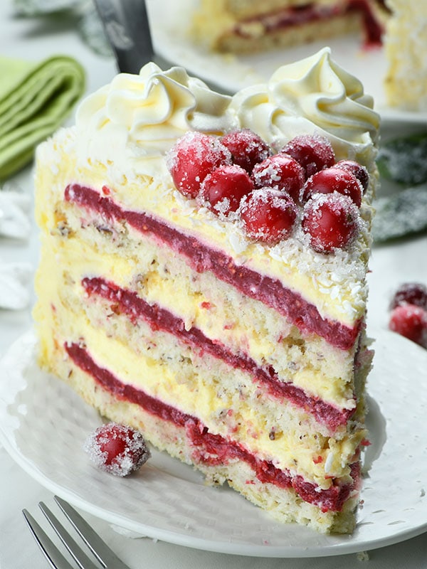 White Chocolate Cranberry Layered Cake OMG Chocolate