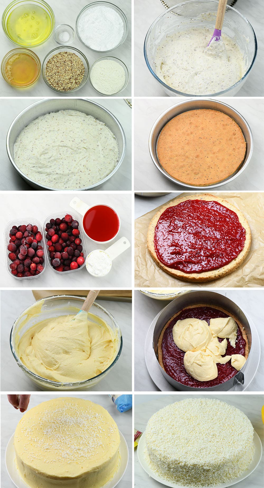 White Chocolate Cranberry Layered Cake instructions images.