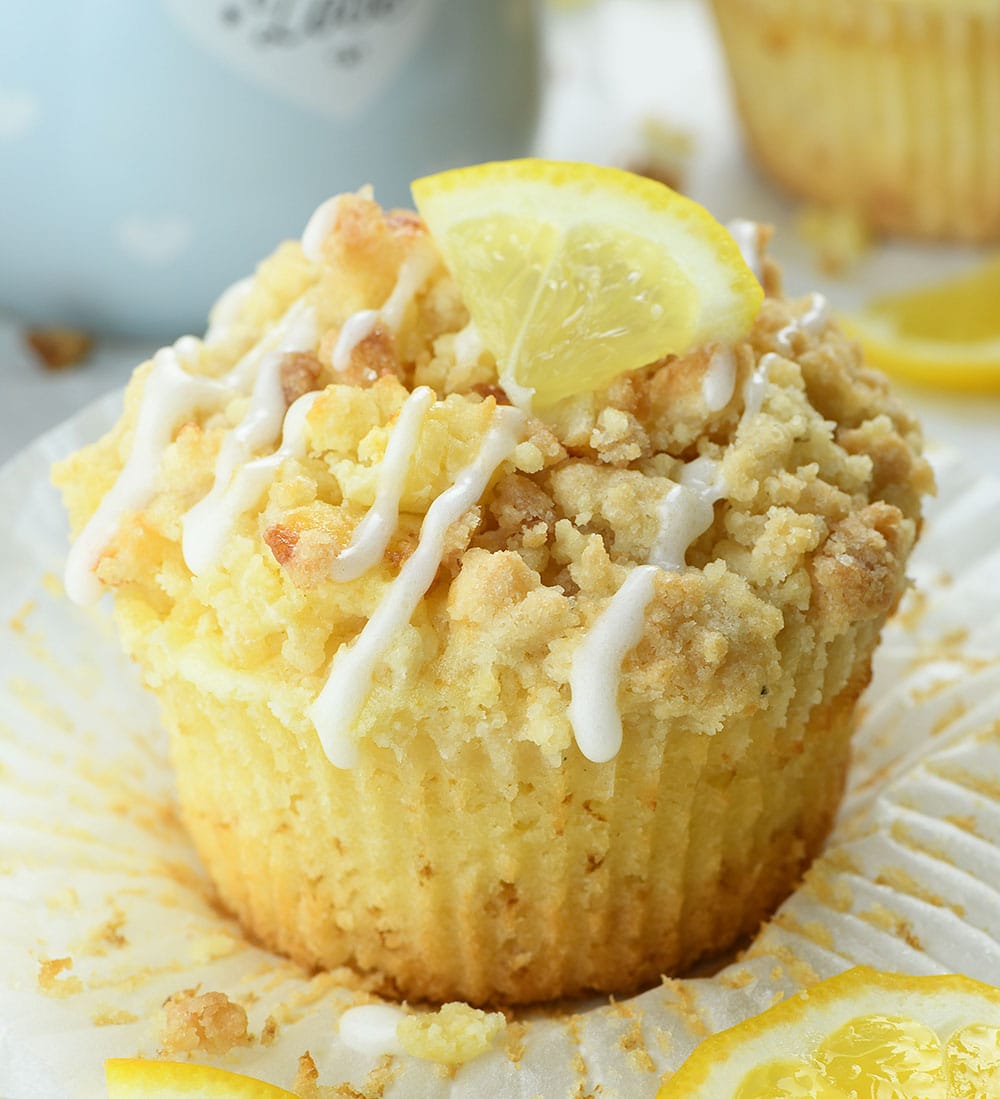 Lemon Cream Cheese Muffin on parchment paper.