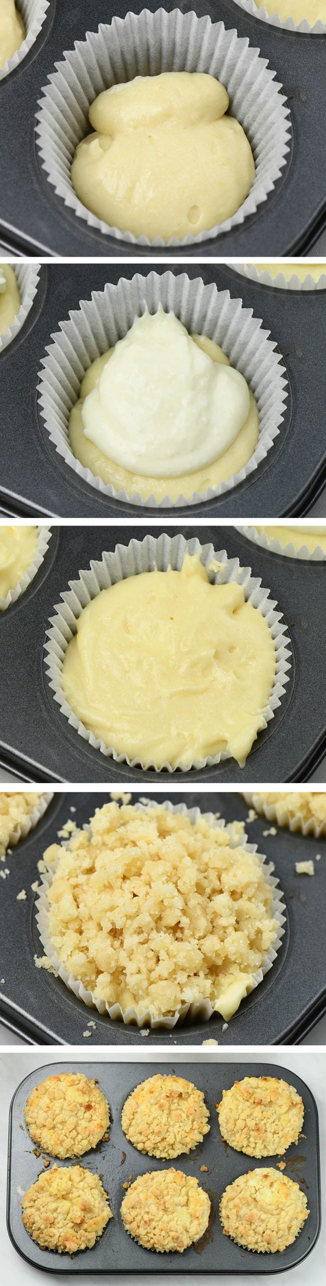 Couple of images of step-b-step preparation of Lemon Muffins.