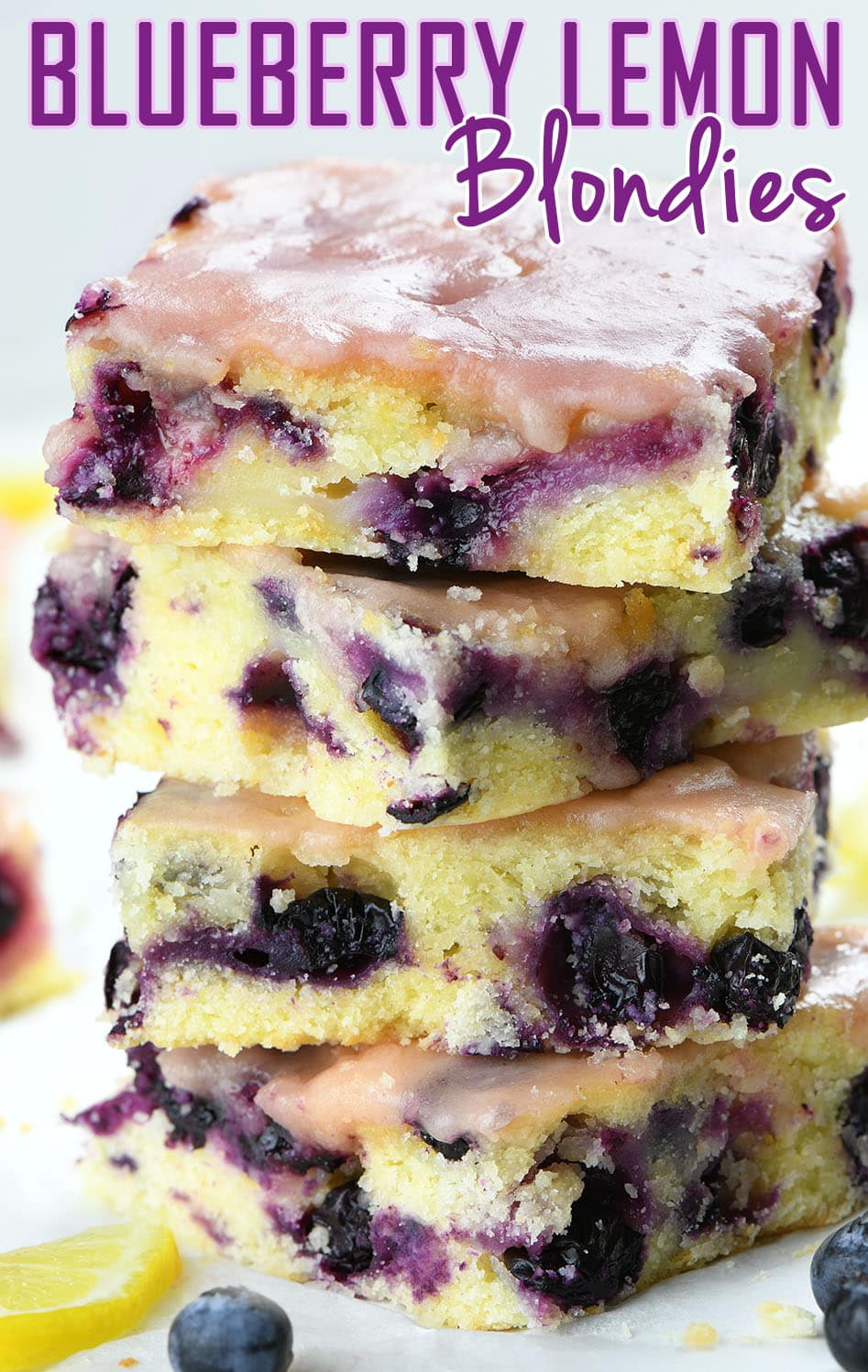 Blueberry Lemon Blondies with a title text on the top.