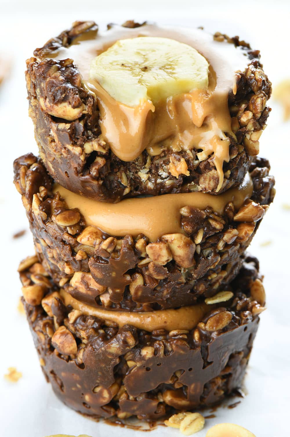 Chocolate Granola Cups with Peanut Butter Filling is an easy, no-bake recipe with only 6 ingredients.