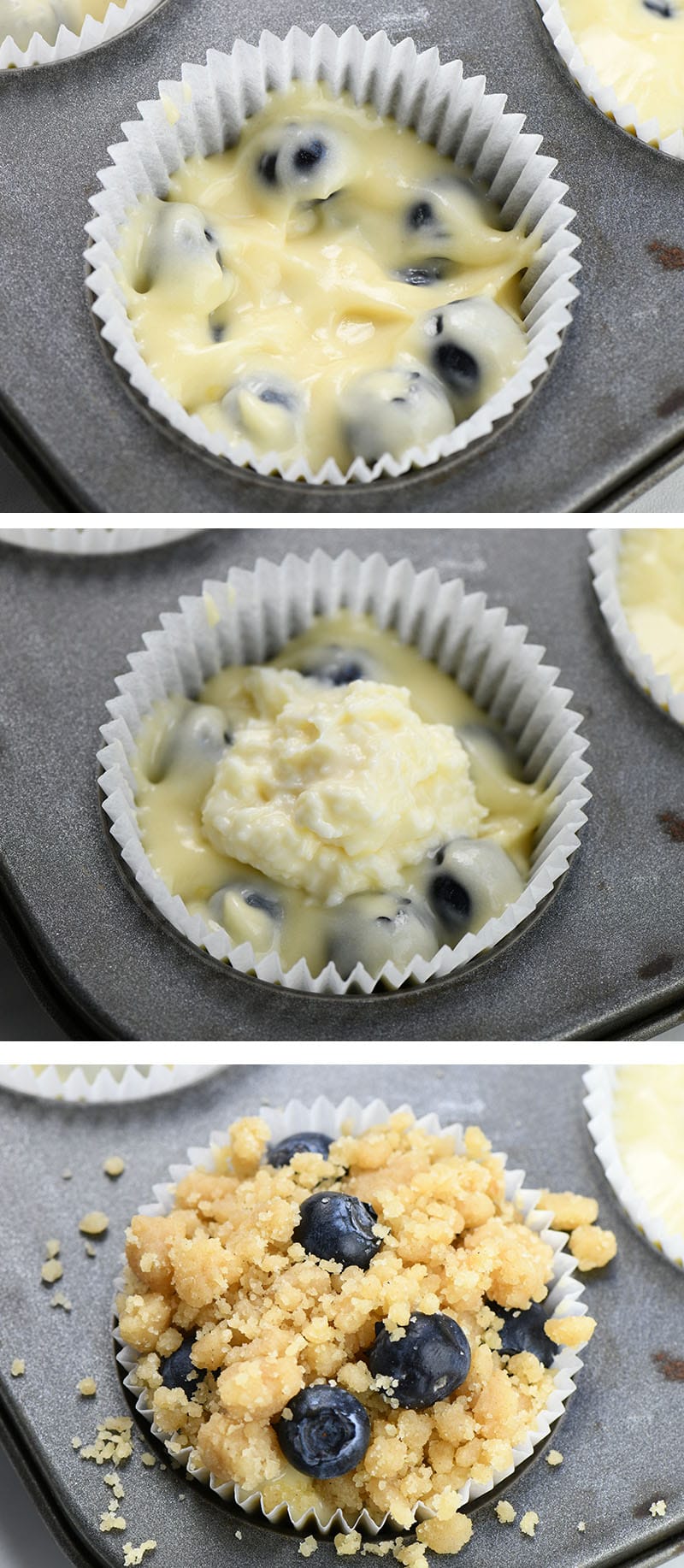 Blueberry Cream Cheese Muffins step-by-step instructions.