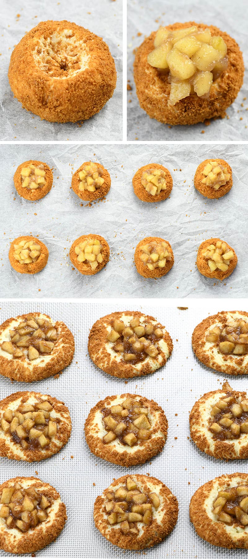 Steps for Apple Pie Cheesecake Cookies preparation.