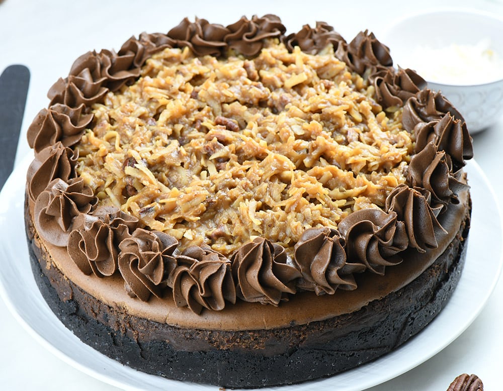 German Chocolate Cheesecake whole cake