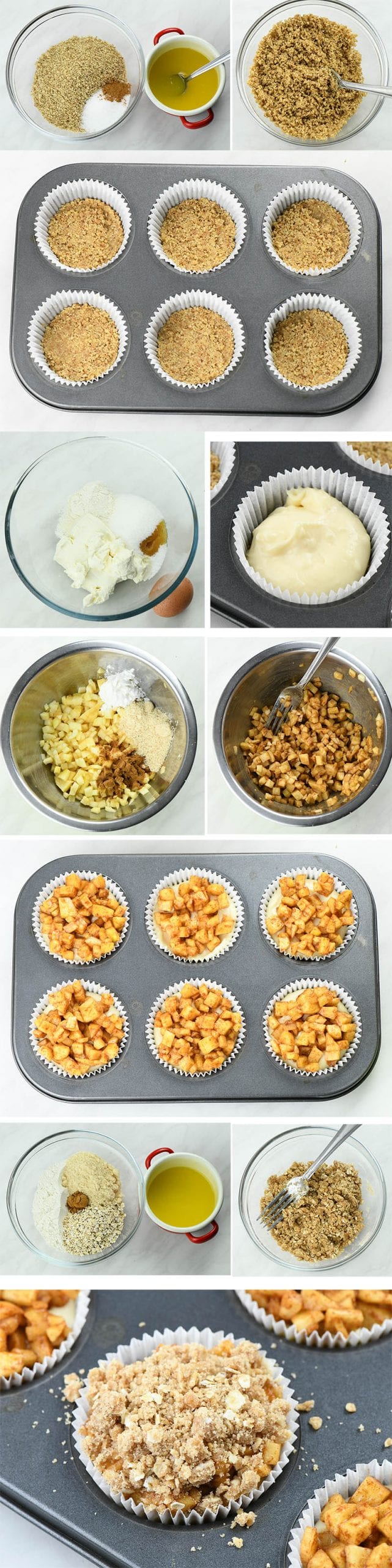 Apple Crisp Mini Cheesecakes instruction images.
