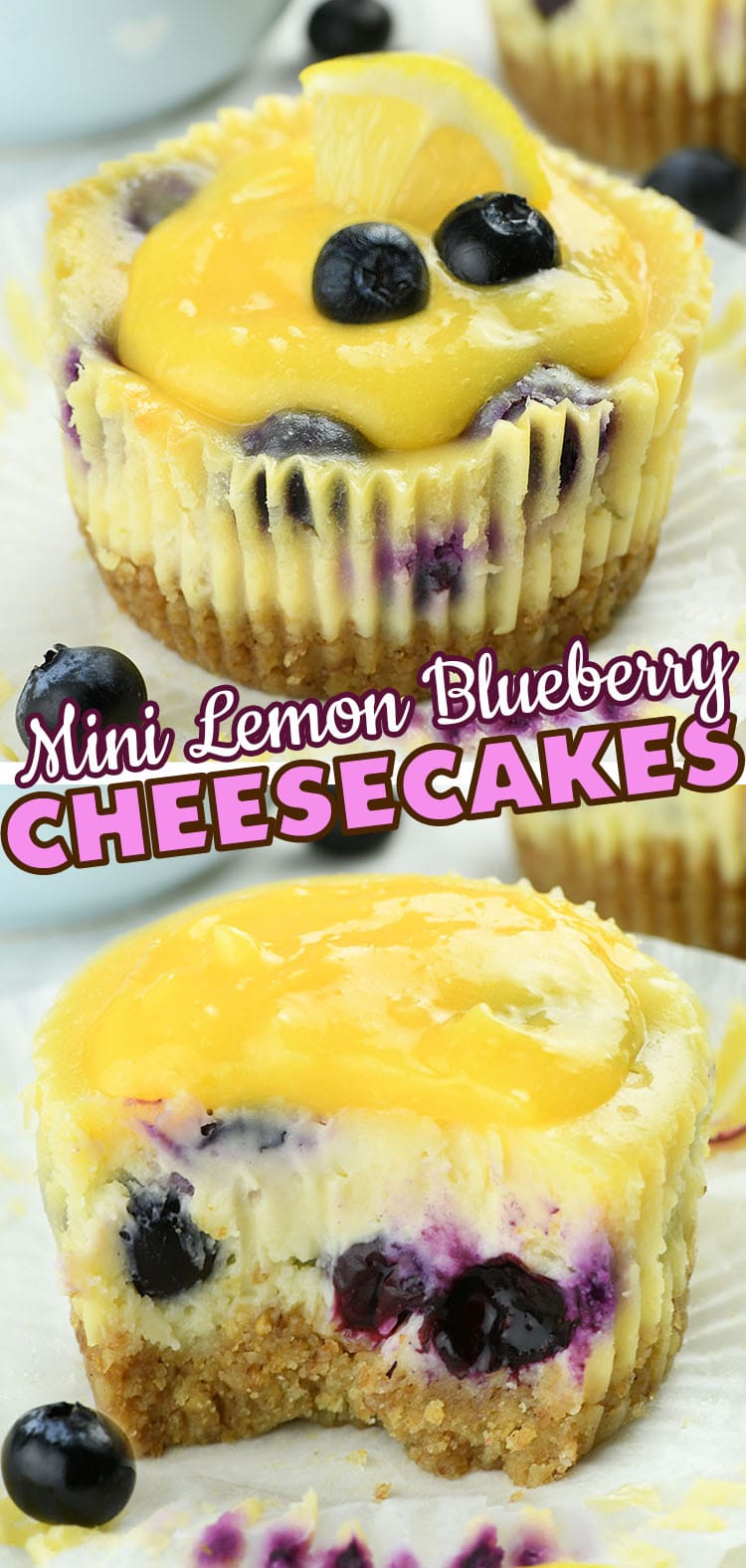 Mini Lemon Blueberry Cheesecakes