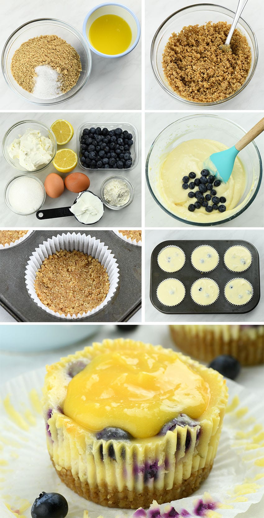 Mini Lemon Blueberry Cheesecakes step-by-step instructions.
