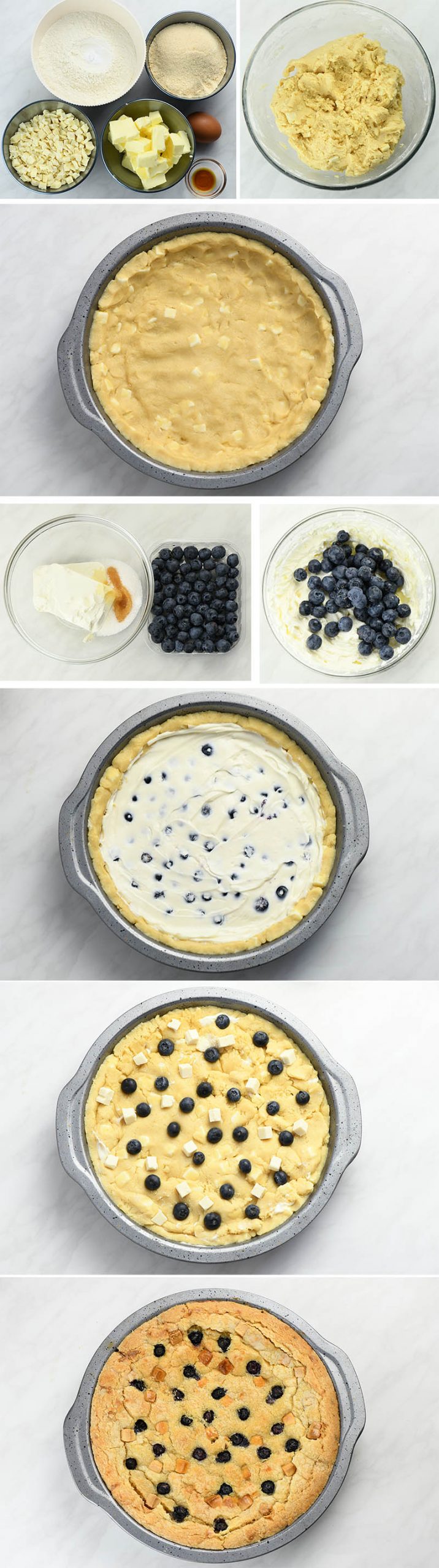 Blueberry Cheesecake Cookie Pie instructions.