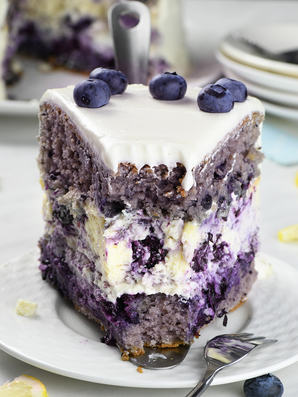 Half piece of Blueberry Cheesecake Cake .