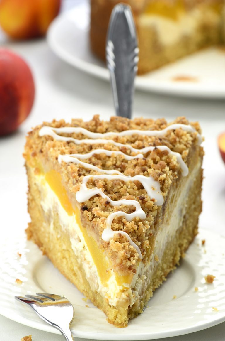 Peach Coffee Cake Recipe (With Step By Step Photos)