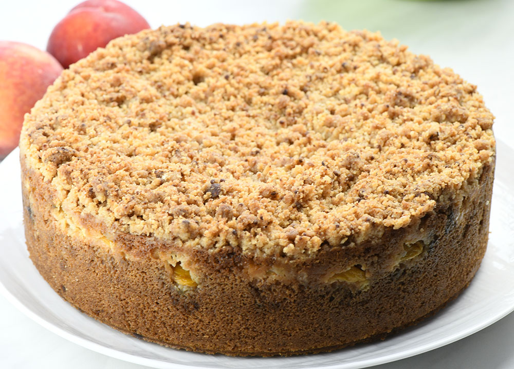Whole Peach Coffee Cake after baking.