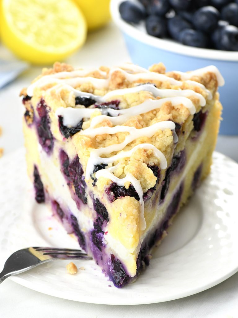 Lemon Blueberry Coffee Cake - Moist Lemon Blueberry Cake with Cream Cheese