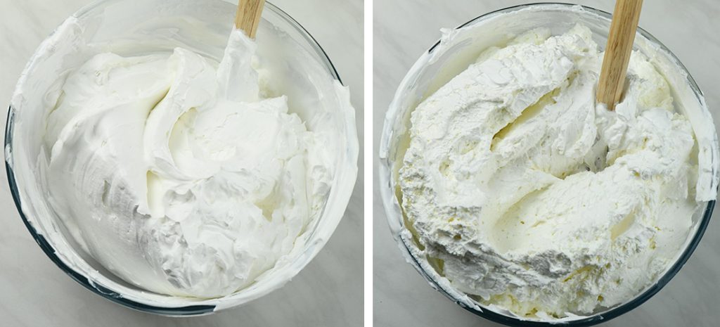 Whipped cream and Vanilla Cream Cheese.