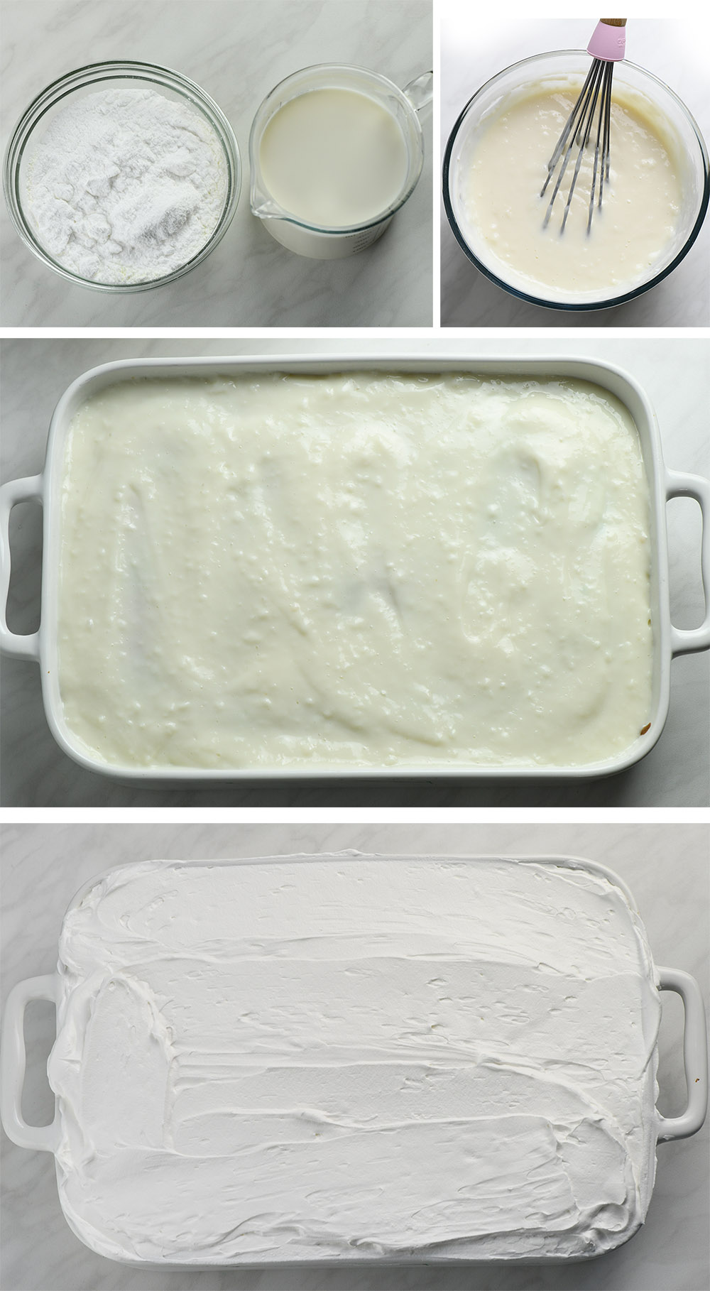 White chocolate pudding layer.